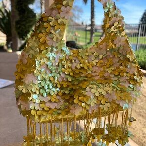 SOLD!! Floral Sequin & Beaded Yellow Handbag